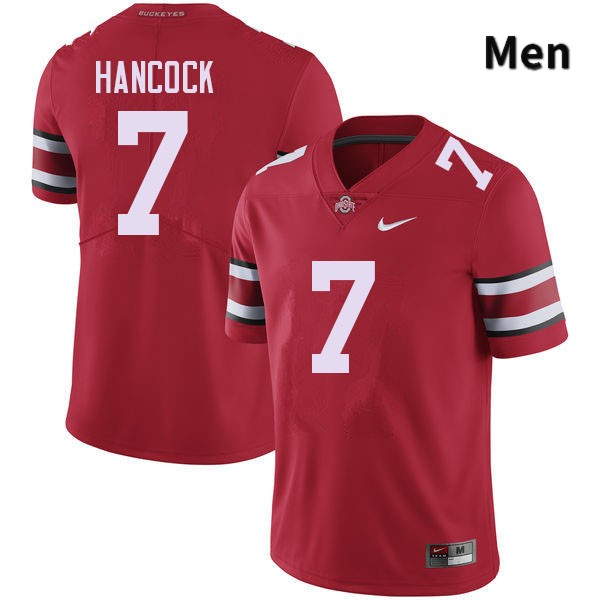 Ohio State Buckeyes Jordan Hancock Men's #7 Red Authentic Stitched College Football Jersey